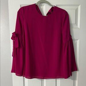 Bali Pink Blouse with Tie Front and 3/4 Sleeves